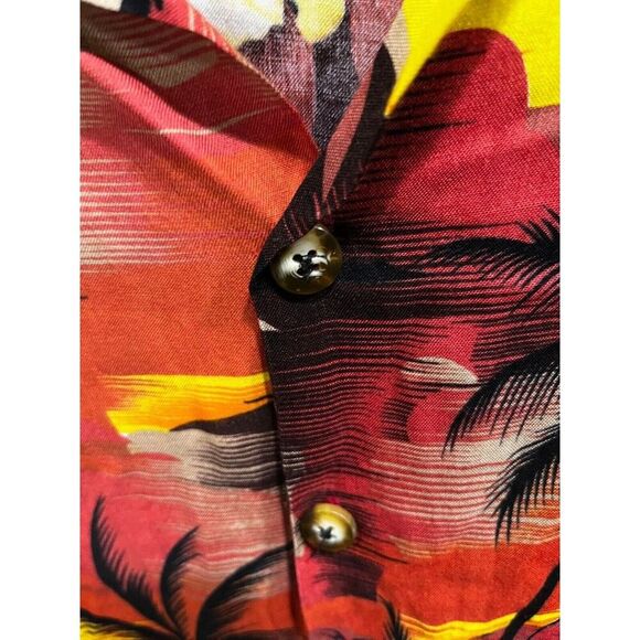Aremar Hawaiian Shirt Mens Large Dominicana Republic Sunset Palm Trees Vintage - Picture 3 of 6